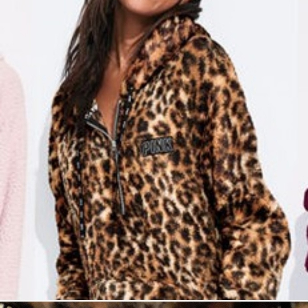 Pink Victoria's Cheetah Print Sherpa pullover